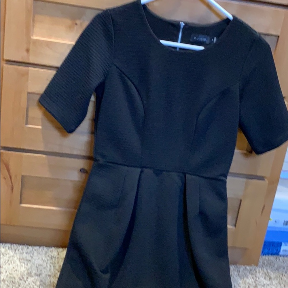 The Limited fitted short sleeve black dress